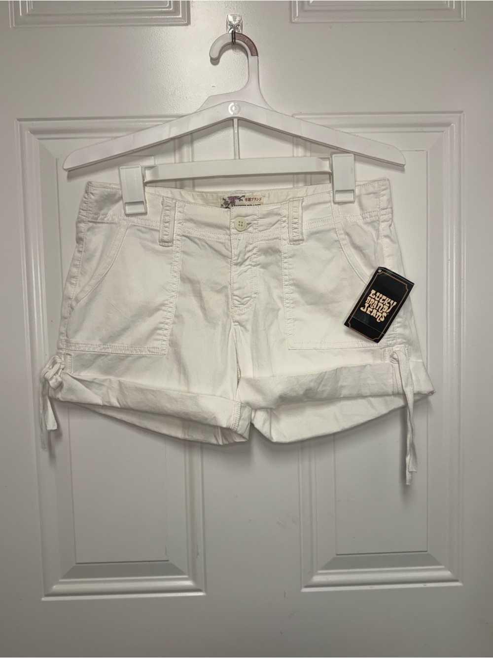 Lucky Brand Riley White Utility Cargo Shorts NWT Size 2 26